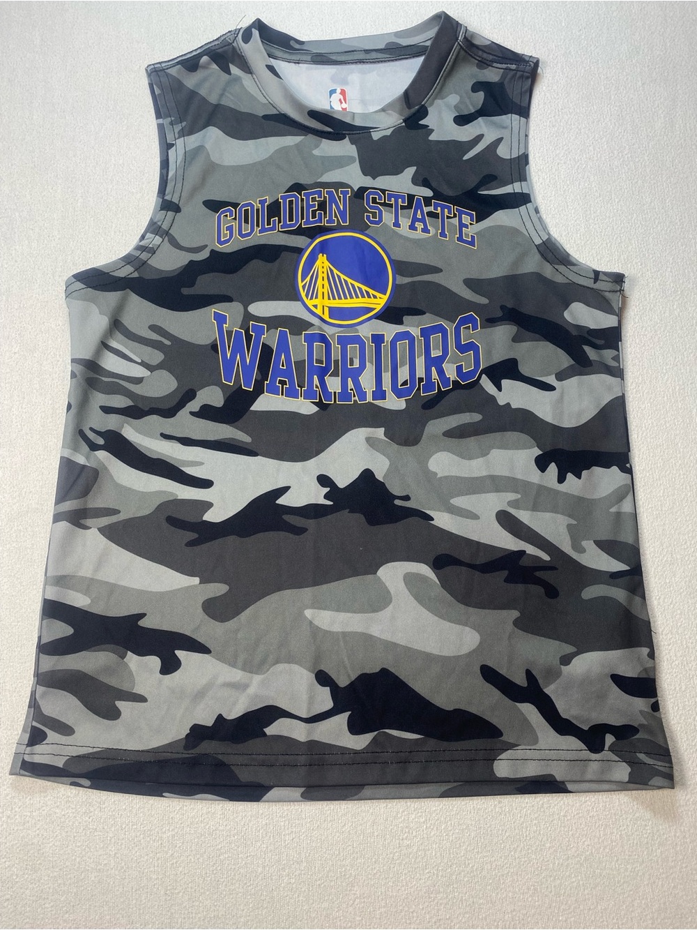 NBA Golden State Warriors Gray Camo Sleeveless Jersey. See description.